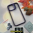 قاب گوشی iPhone 13 Pro آیفون طرح پشت طلق شفاف دور سیلیکونی اورجینال فلزی PROTECTIVE CASE به همراه محافظ لنز رینگی بنفش کد 445