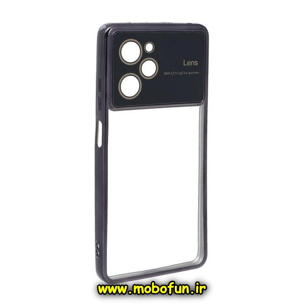 قاب گوشی Poco X5 Pro شیائومی طرح الکتروپلیتینگ ژله ای شفاف اورجینال Camera Lens محافظ لنز دار مشکی کد 260