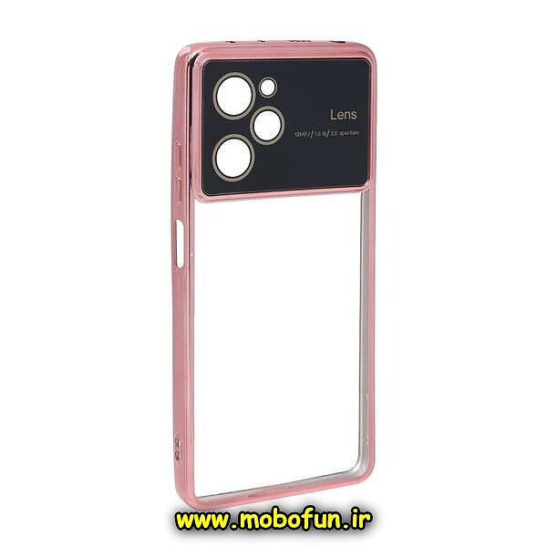 قاب گوشی Poco X5 Pro شیائومی طرح الکتروپلیتینگ ژله ای شفاف اورجینال Camera Lens محافظ لنز دار رزگلد کد 262