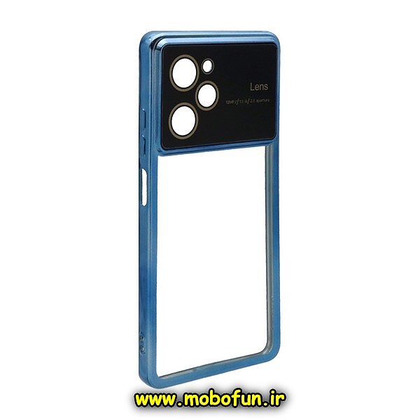 قاب گوشی Poco X5 Pro شیائومی طرح الکتروپلیتینگ ژله ای شفاف اورجینال Camera Lens محافظ لنز دار آبی کد 263