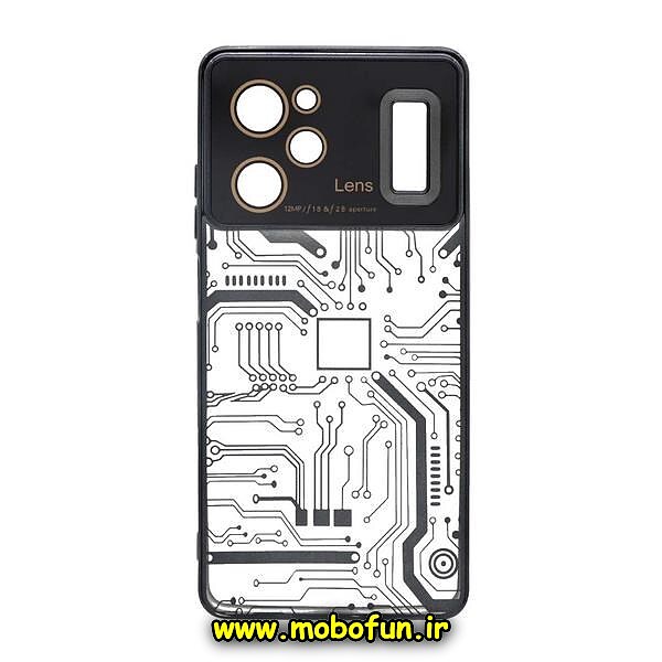 قاب گوشی Poco X5 Pro شیائومی طرح الکتروپلیتینگ مگ سیف ژله ای شفاف مدار برق اورجینال محافظ لنز دار مشکی کد 266