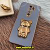 قاب گوشی Xiaomi Redmi Note 8 Pro شیائومی طرح ژله ای خرسی تدی استندشو مای کیس گلد لاین دور طلایی محافظ لنز دار آبی فیلی کد 814