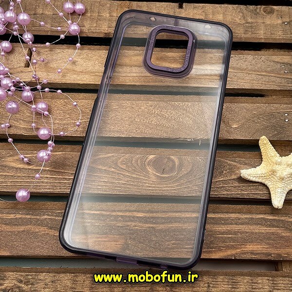 قاب گوشی Redmi Note 9s - Redmi Note 9 Pro شیائومی اورجینال متال کیس Metal پیکسل Pixel طرح پشت طلق شفاف دور سیلیکونی بنفش کد 1040