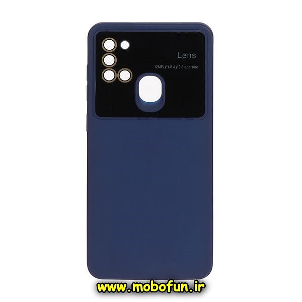 قاب گوشی Galaxy A21S سامسونگ سیلیکونی Camera Lens زیر بسته محافظ لنز دار سرمه ای کد 836