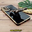 قاب گوشی Galaxy A33 5G سامسونگ طرح ژله ای خرگوشی استندشو مای کیس گلد لاین دور طلایی محافظ لنز دار مشکی کد 613