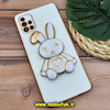 قاب گوشی Galaxy A51 سامسونگ طرح ژله ای خرگوشی استندشو مای کیس گلد لاین دور طلایی محافظ لنز دار سفید کد 940