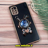 قاب گوشی Galaxy A51 سامسونگ طرح ژله ای فضانورد آکواریومی مای کیس گلد لاین دور طلایی استندشو محافظ لنز دار مشکی کد 943