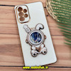 قاب گوشی Galaxy A73 5G سامسونگ طرح ژله ای فضانورد آکواریومی مای کیس گلد لاین دور طلایی استندشو محافظ لنز دار سفید کد 785