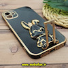 قاب گوشی iPhone 11 آیفون طرح ژله ای خرگوشی استندشو مای کیس گلد لاین دور طلایی محافظ لنز دار مشکی کد E42-171870