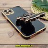 قاب گوشی iPhone 11 Pro آیفون طرح ژله ای خرگوشی استندشو مای کیس گلد لاین دور طلایی محافظ لنز دار مشکی کد 511