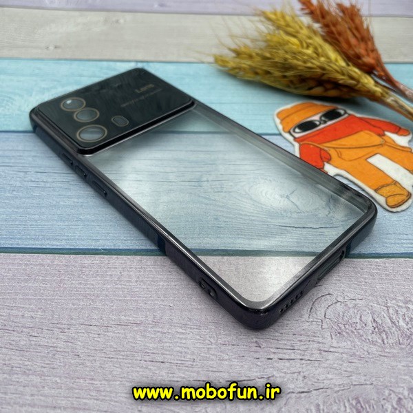 قاب گوشی Xiaomi 13 Lite شیائومی طرح الکتروپلیتینگ ژله ای شفاف اورجینال Camera Lens محافظ لنز دار مشکی کد 63
