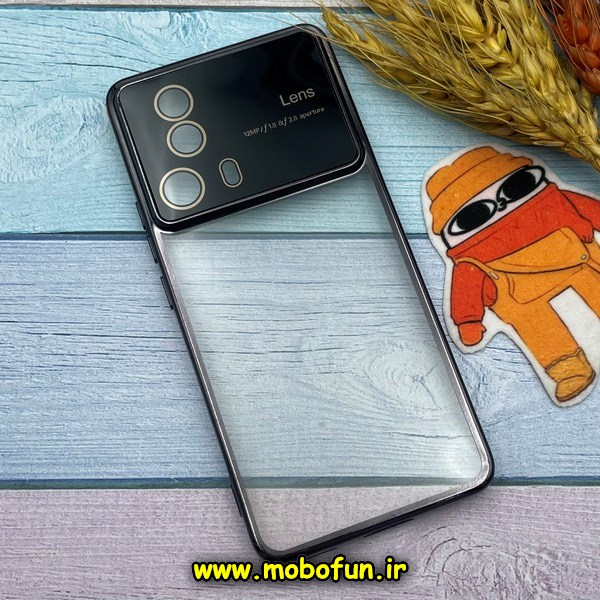 قاب گوشی Xiaomi 13 Lite شیائومی طرح الکتروپلیتینگ ژله ای شفاف اورجینال Camera Lens محافظ لنز دار مشکی کد 63