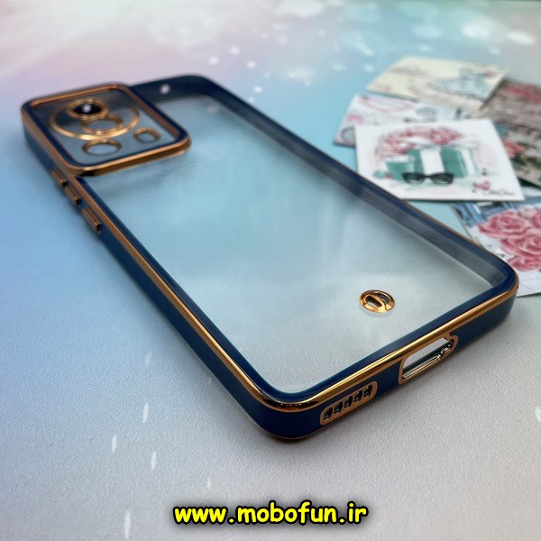 قاب گوشی Xiaomi 13 Lite شیائومی طرح الکتروپلیتینگ ژله ای شفاف اورجینال محافظ لنز دار شیشه ای سرمه ای کد 66