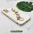 قاب گوشی Galaxy A32 4G سامسونگ طرح مای کیس گلد لاین لاکچری دستبندی زنجیری قلبی مخملی آویزدار محافظ لنز دار سفید کد 1063