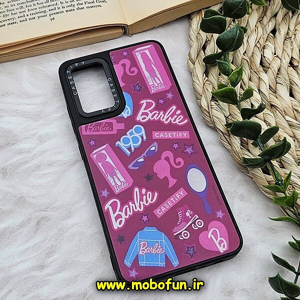 قاب گوشی Galaxy A32 4G سامسونگ پشت گلس آینه ای CASETIFY طرح باربی Barbie مات محافظ لنزدار مشکی کد 1072