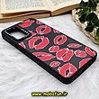 قاب گوشی Galaxy A32 4G سامسونگ پشت گلس آینه ای CASETIFY طرح بوسه مات محافظ لنزدار مشکی کد 1075
