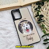 قاب گوشی Galaxy A32 4G سامسونگ پشت گلس آینه ای CASETIFY طرح سگ هاسکی کیوت مات محافظ لنزدار مشکی کد 1077