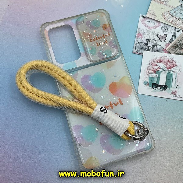 قاب گوشی Galaxy A52 4G - Galaxy A52 5G - Galaxy A52S سامسونگ طرح رزینی IMD ایربگ دار فانتزی محافظ لنز دار کشویی دارای آویز بند کد 1271