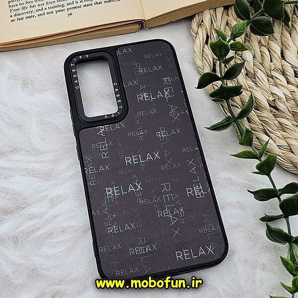 قاب گوشی Galaxy A54 5G سامسونگ پشت گلس آینه ای CASETIFY طرح RELAX مات محافظ لنزدار مشکی کد 691
