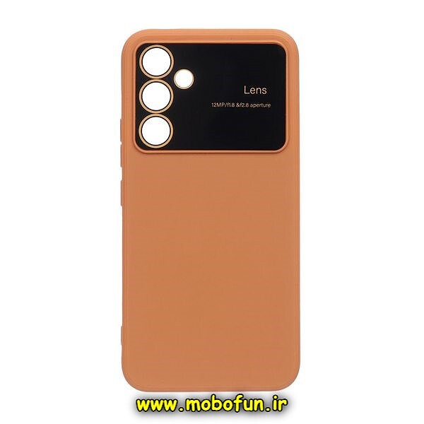 قاب گوشی Galaxy A54 5G سامسونگ سیلیکونی Camera Lens زیر بسته محافظ لنز دار عسلی کد 712