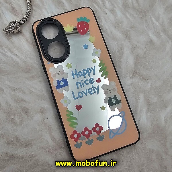 قاب گوشی Honor X7 4G آنر پشت گلس آینه ای CASETIFY طرح Happy nice Lovely محافظ لنزدار مشکی کد 188