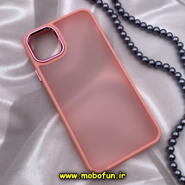 قاب گوشی iPhone 11 Pro Max آیفون پشت مات متال کیس دور سیلیکونی گلبهی کد 663