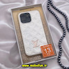 قاب گوشی iPhone 13 Pro آیفون پافر چرمی محافظ لنز دار لویی ویتون LV سفید کد 446