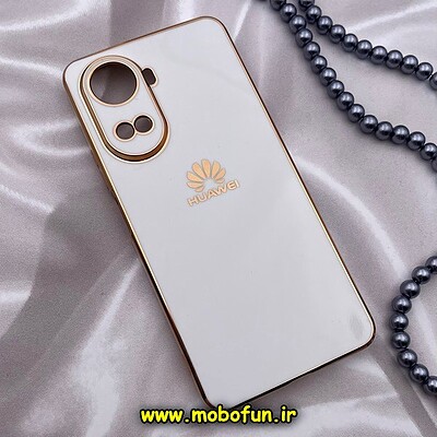 قاب گوشی Huawei Nova 10 SE هوآوی طرح ژله ای مای کیس گلد لاین دور طلایی محافظ لنز دار سفید کد 8