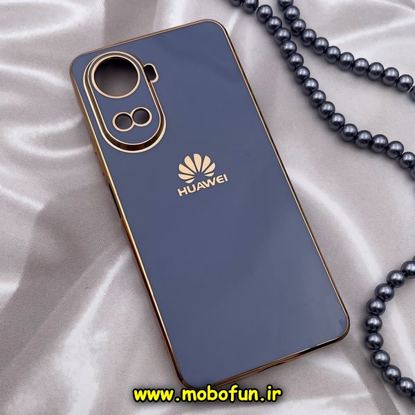 قاب گوشی Huawei Nova 10 SE هوآوی طرح ژله ای مای کیس گلد لاین دور طلایی محافظ لنز دار آبی فیلی کد 10