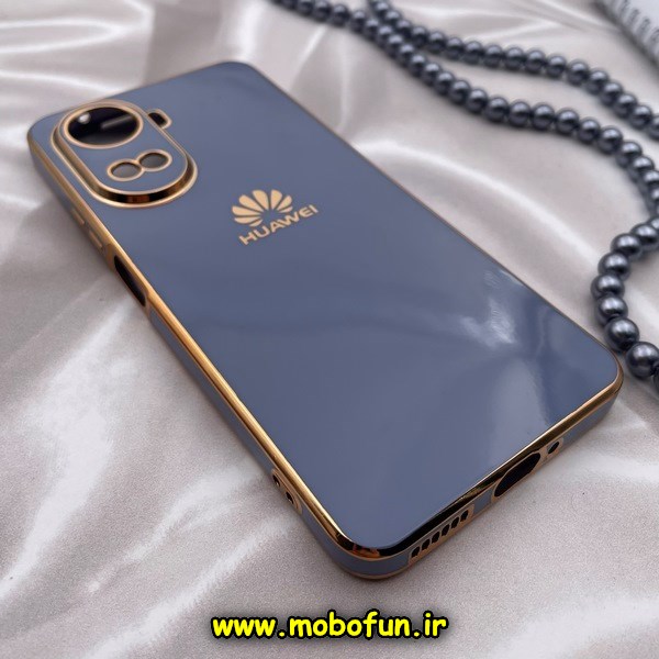 قاب گوشی Huawei Nova 10 SE هوآوی طرح ژله ای مای کیس گلد لاین دور طلایی محافظ لنز دار آبی فیلی کد 10