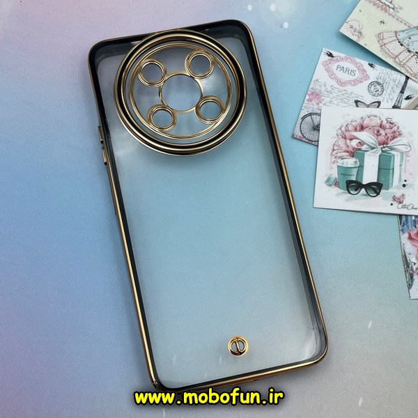 قاب گوشی Huawei Nova Y90 هوآوی طرح الکتروپلیتینگ ژله ای شفاف محافظ لنز دار مشکی کد 16