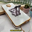 قاب گوشی Redmi Note 9s - Redmi Note 9 Pro شیائومی طرح ژله ای خرسی تدی استندشو مای کیس گلد لاین دور طلایی محافظ لنز دار سفید کد 1058