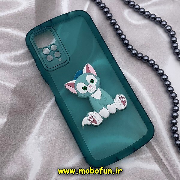 قاب گوشی Xiaomi Redmi Note 11 Pro 4G Global - Redmi Note 11 Pro 5G Global شیائومی طرح ژله ای شفاف بالشتی سه بعدی گربه ای محافظ لنز دار سبزآبی کد 357