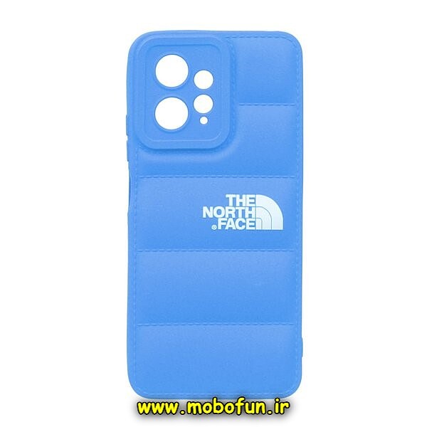 قاب گوشی Redmi Note 12 4G شیائومی سیلیکون ژله ای پافر PC زیر بسته محافظ لنز دار طرح THE NORTH FACE رنگ آبی کد 344