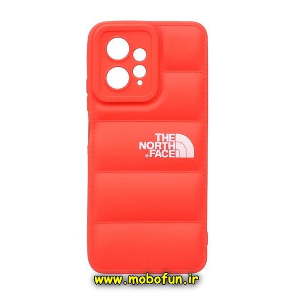 قاب گوشی Redmi Note 12 4G شیائومی سیلیکون ژله ای پافر PC زیر بسته محافظ لنز دار طرح THE NORTH FACE رنگ قرمز کد 346