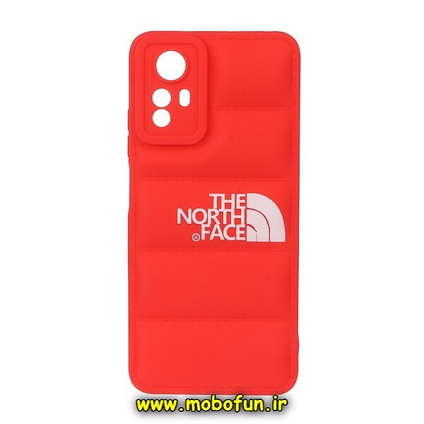 قاب گوشی Redmi Note 12S شیائومی سیلیکون ژله ای پافر PC زیر بسته محافظ لنز دار طرح THE NORTH FACE رنگ قرمز کد 141