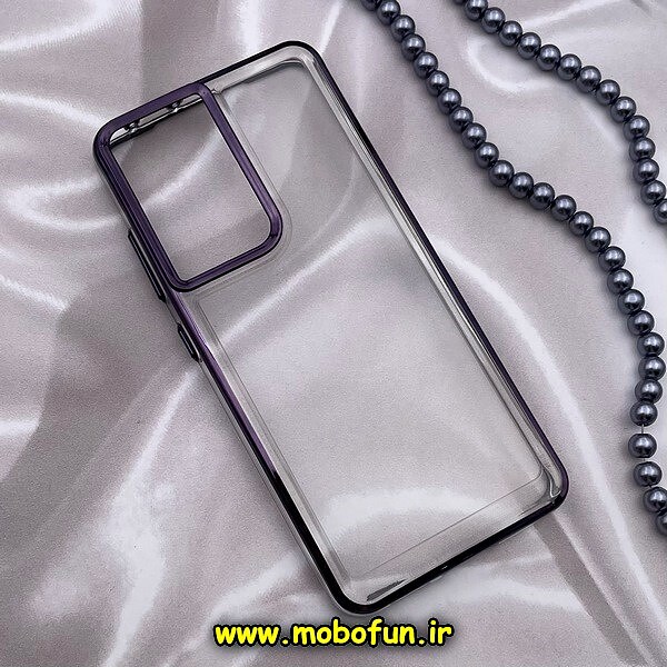 قاب گوشی Galaxy S21 Ultra سامسونگ طرح پشت طلق شیشه ای شفاف اورجینال برند FASHION CASE بنفش کد 343