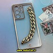 قاب گوشی Galaxy S21 Ultra سامسونگ طرح الکتروپلیتینگ ژله ای شفاف اورجینال دستبندی کارتیر محافظ لنز دار سفید کد 346