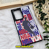 قاب گوشی Galaxy S22 Ultra سامسونگ پشت گلس آینه ای CASETIFY طرح بسکتبال NBA مات محافظ لنزدار مشکی کد 432