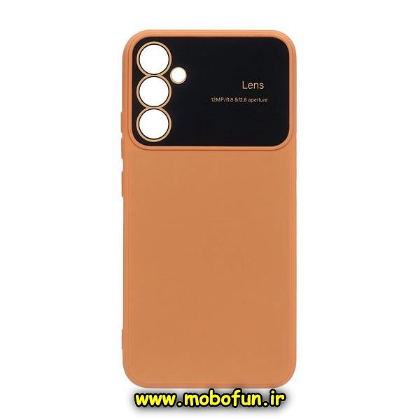 قاب گوشی Galaxy A34 5G سامسونگ سیلیکونی Camera Lens زیر بسته محافظ لنز دار عسلی کد 546