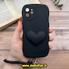 قاب گوشی iPhone 12 آیفون طرح بالشتی النگویی قلبی سه بعدی سیلیکونی محافظ لنز دار مشکی کد 864
