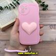 قاب گوشی iPhone 12 آیفون طرح بالشتی النگویی قلبی سه بعدی سیلیکونی محافظ لنز دار صورتی کد 866
