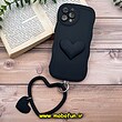 قاب گوشی iPhone 12 Pro Max آیفون طرح بالشتی النگویی قلبی سه بعدی سیلیکونی محافظ لنز دار مشکی کد 754