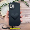 قاب گوشی iPhone 12 Pro Max آیفون طرح بالشتی النگویی قلبی سه بعدی سیلیکونی محافظ لنز دار مشکی کد 754