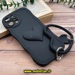 قاب گوشی iPhone 12 Pro Max آیفون طرح بالشتی النگویی قلبی سه بعدی سیلیکونی محافظ لنز دار مشکی کد 754