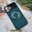 قاب گوشی iPhone 13 Pro Max آیفون سیلیکونی اورجینال Camera Lens زیر بسته HD GLASS FILM محافظ لنز دار مگ سیف هولدر دار سبز تیره کد 659
