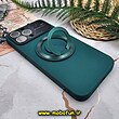 قاب گوشی iPhone 13 Pro Max آیفون سیلیکونی اورجینال Camera Lens زیر بسته HD GLASS FILM محافظ لنز دار مگ سیف هولدر دار سبز تیره کد 659