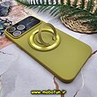 قاب گوشی iPhone 13 Pro Max آیفون سیلیکونی اورجینال Camera Lens زیر بسته HD GLASS FILM محافظ لنز دار مگ سیف هولدر دار زرد لیموئی کد 660