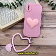 قاب گوشی iPhone X - iPhone XS آیفون طرح بالشتی النگویی قلبی سه بعدی سیلیکونی محافظ لنز دار صورتی کد 604