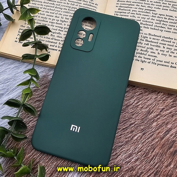 قاب گوشی Xiaomi 12 Lite شیائومی سیلیکونی اورجینال پاک کنی درجه یک زیربسته سبز تیره محافظ لنز دار کد 159